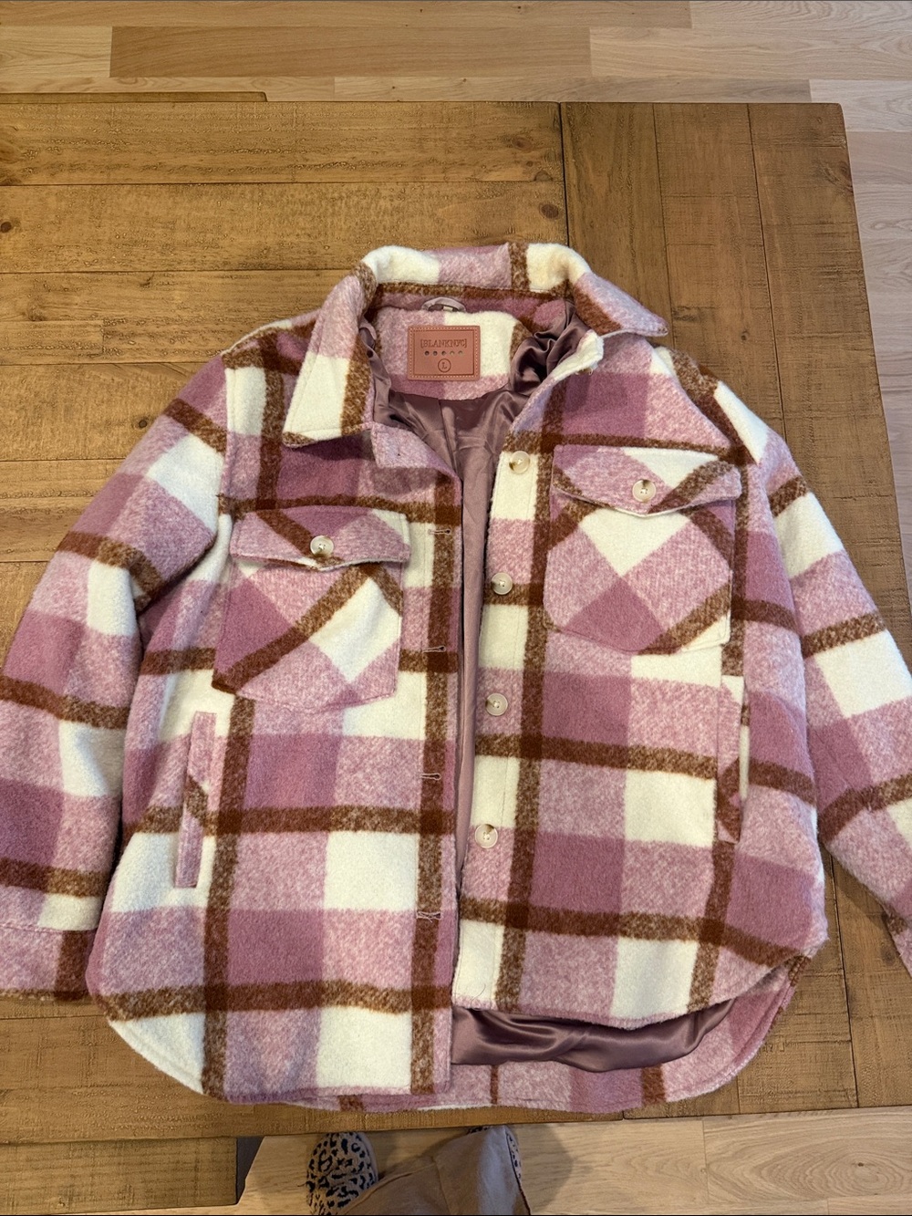 Blank NYC Pink & Brown Plaid Shacket